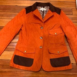Women’s Tasha Polizzi Quilted Jacket, Orange/Brown with leopard lining Sz Small
